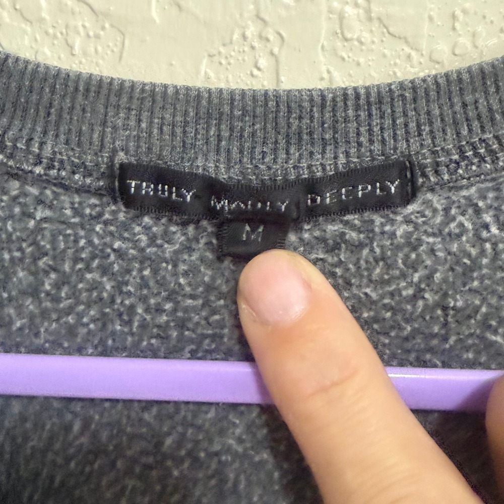 Truly Madly Deeply Daisy Graphic Sweatshirt Gray Pink Elbow Patches Kids‎ Medium - Picture 2 of 10